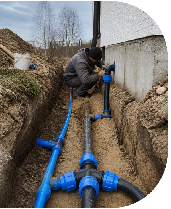 Монтаж наружного водопровода на участке под ключ в Димитровграде