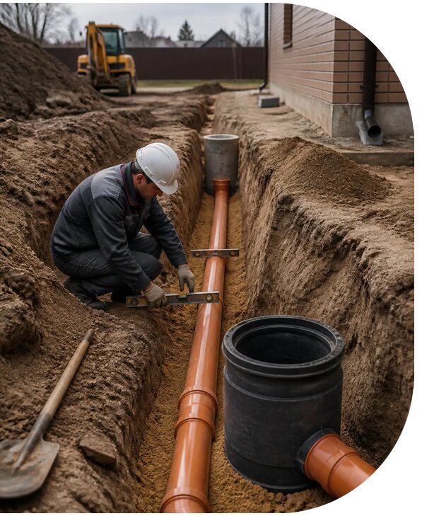 Монтаж наружной канализации для домов и объектов в Димитровграде